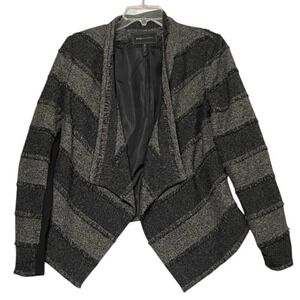 BCBG MaxAzria Blazer Black and Gray Striped Size Medium